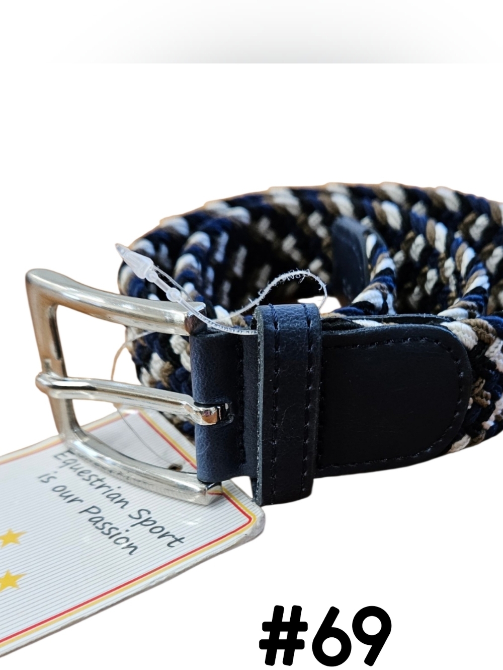 USG Women's Belt - Casual Stretch Belt Navy/Beige/White 70cm